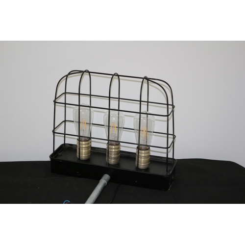 236 - An industrial Style 3 Bulb Cage Effect Bright Lighting unit Ideal For Man Cave, Working When Removed... 