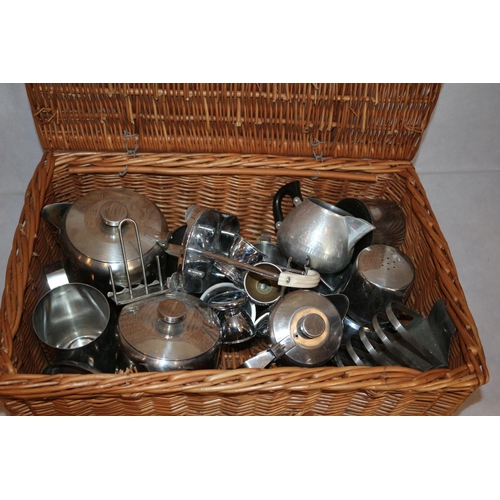 255 - A Basket Full of large Selection of Plate ware - includes basket