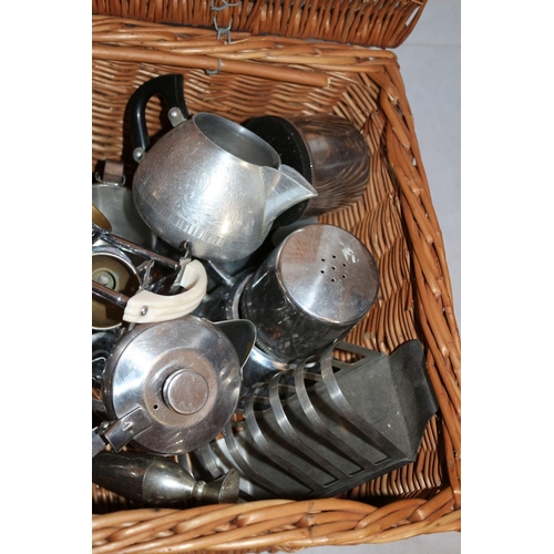 255 - A Basket Full of large Selection of Plate ware - includes basket