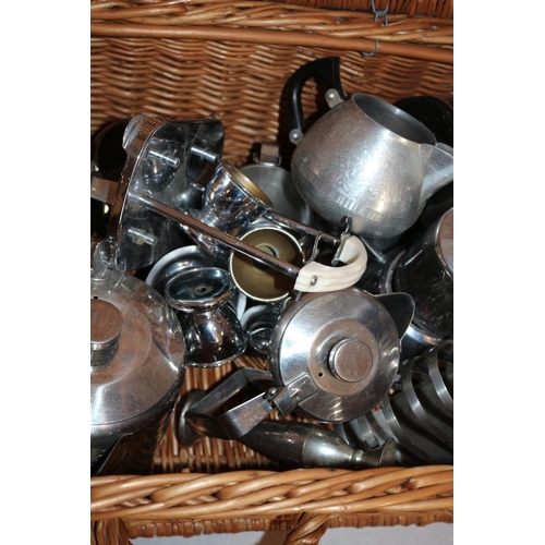 255 - A Basket Full of large Selection of Plate ware - includes basket