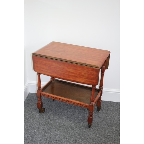 297 - 1940/50's Butlers Trolley On Casters with Plate shelf, Drawer and Fold Down Leaves