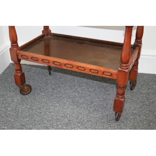 297 - 1940/50's Butlers Trolley On Casters with Plate shelf, Drawer and Fold Down Leaves