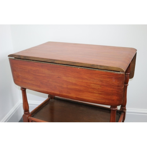 297 - 1940/50's Butlers Trolley On Casters with Plate shelf, Drawer and Fold Down Leaves