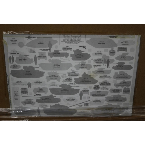 311 - A Framed and Glazed  Jigsaw Picture of British Armoured Fighting Vehicles with Description on Rear