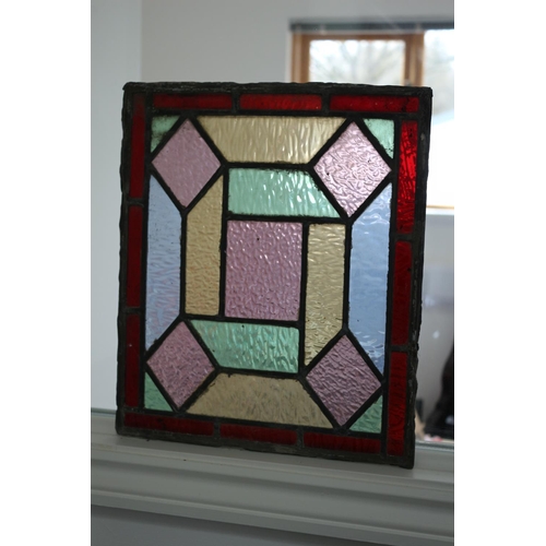 335 - 4 Old Possibly Victorian Lead Stain Glass Windows 2 pieces of Glass have cracks