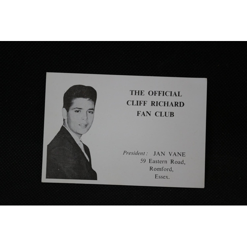 354 - Cliff Richards Autograph on Fan Club Membership Card Dated 1st May 1963