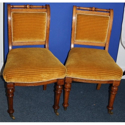 2 - 2 Vintage dining room chairs with castors on front legs