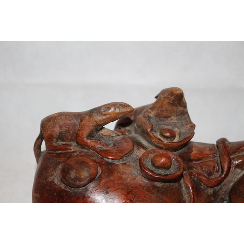 7 - Hand carved Vintage Chinese solid wood sculpture depicting a Chinese folk story of mice pulling a ba... 