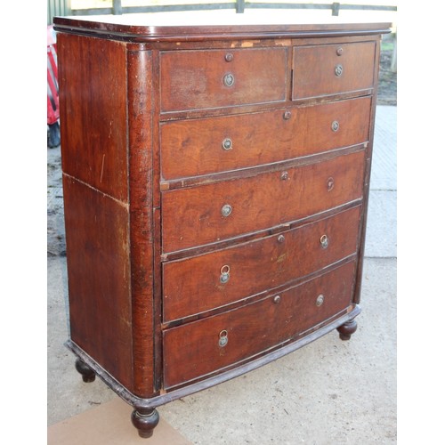 161 - Regency Mahogany Break-Down 2 Section Bow Front 4 + 2 Chest of Drawers