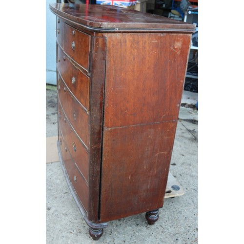 161 - Regency Mahogany Break-Down 2 Section Bow Front 4 + 2 Chest of Drawers