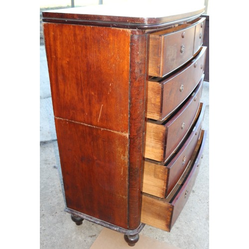 161 - Regency Mahogany Break-Down 2 Section Bow Front 4 + 2 Chest of Drawers