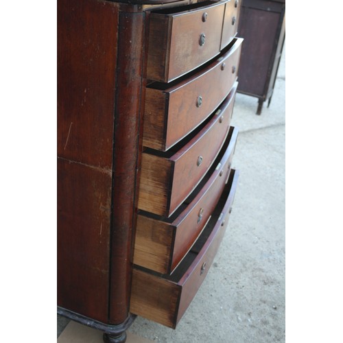 161 - Regency Mahogany Break-Down 2 Section Bow Front 4 + 2 Chest of Drawers