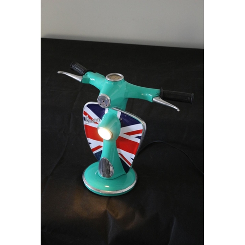 223 - Vespa  Scooter Working Table Lamp with Union Jack to Front