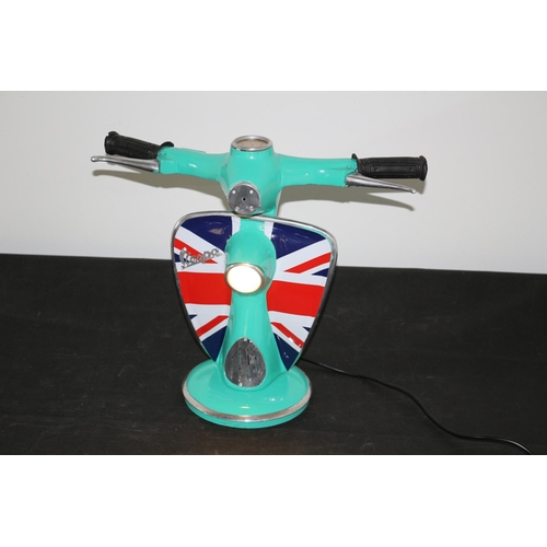 223 - Vespa  Scooter Working Table Lamp with Union Jack to Front