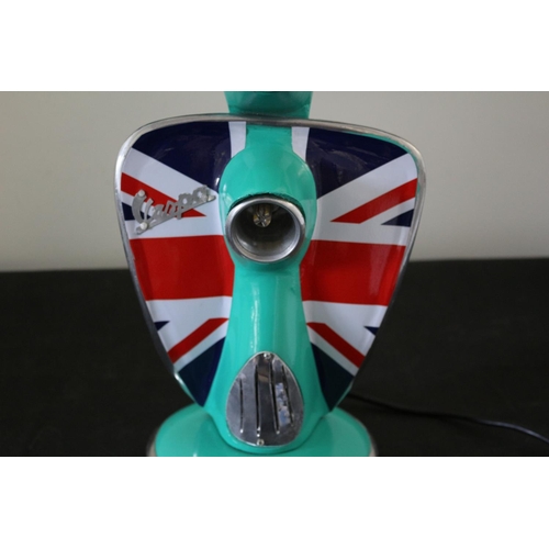 223 - Vespa  Scooter Working Table Lamp with Union Jack to Front