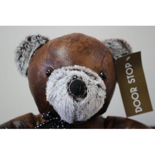 232 - New Faux Leather Cute  Bear Door Stop