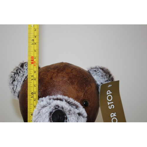 232 - New Faux Leather Cute  Bear Door Stop