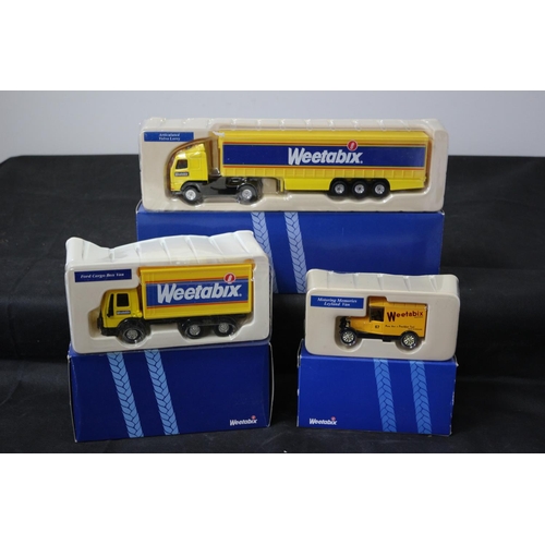 234 - 3 Boxed Corgi Model Weetabix Trucks , The Smallest is a vintage Truck