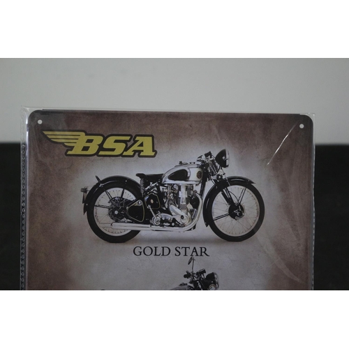 244 - Metal BSA Sign With 3 Iconic Bikes 30cm x 20cm