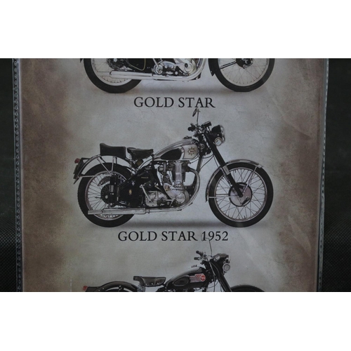 244 - Metal BSA Sign With 3 Iconic Bikes 30cm x 20cm