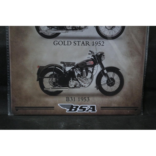 244 - Metal BSA Sign With 3 Iconic Bikes 30cm x 20cm