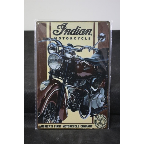 245 - Metal Indian Motorcycle Sign 30cm x 20cm