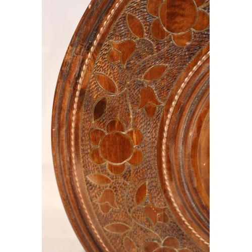 257 - A Polish Wooden Talerz (Plate) Hand Made With Decorative Pattern Complete with Copper Inlay