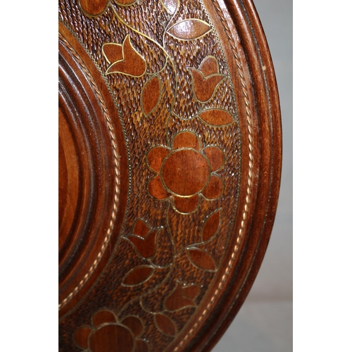 257 - A Polish Wooden Talerz (Plate) Hand Made With Decorative Pattern Complete with Copper Inlay