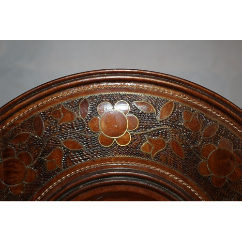 257 - A Polish Wooden Talerz (Plate) Hand Made With Decorative Pattern Complete with Copper Inlay