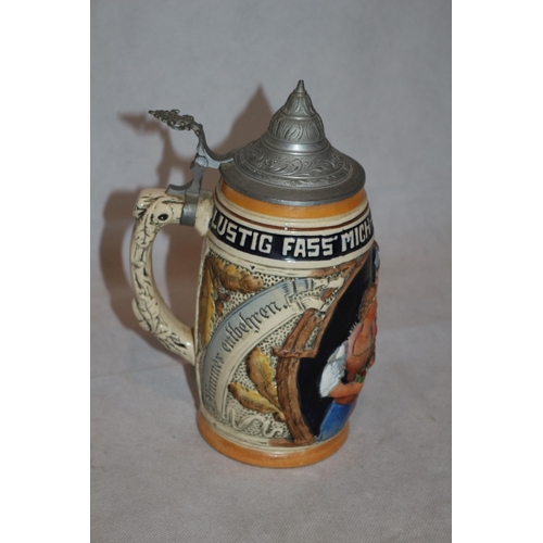 263 - A Stein Mug With Metal Flip Up Lid