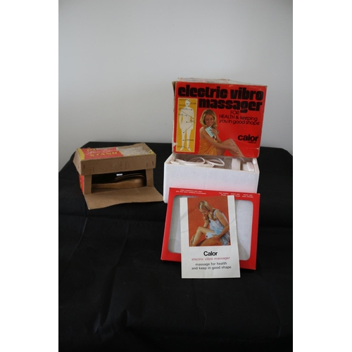 272 - An Original Boxed Retro Hair Dryer Stand and Original Boxed Retro Vibro Massager