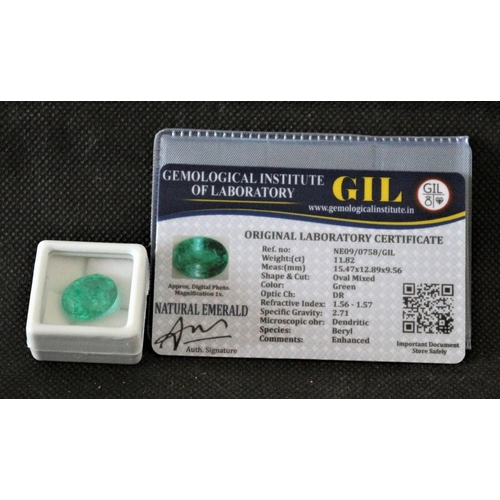 273 - Synthetic Made Emerald - Green in Colour - With Original Laboratory Certificate. Shape and Cut Being... 