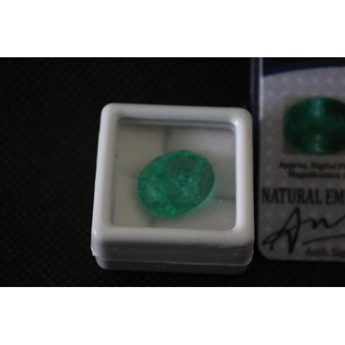 273 - Synthetic Made Emerald - Green in Colour - With Original Laboratory Certificate. Shape and Cut Being... 