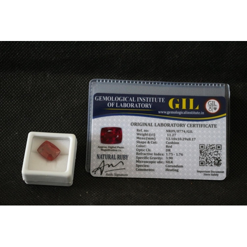 274 - Synthetic Ruby - Red in Colour - With Original Laboratory Certificate. Shape and Cut Being Cushion. ... 