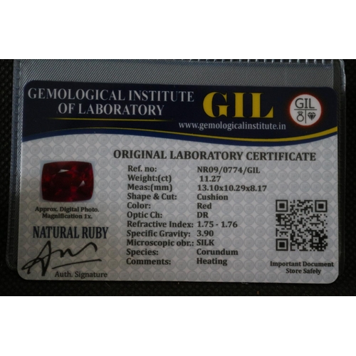 274 - Synthetic Ruby - Red in Colour - With Original Laboratory Certificate. Shape and Cut Being Cushion. ... 