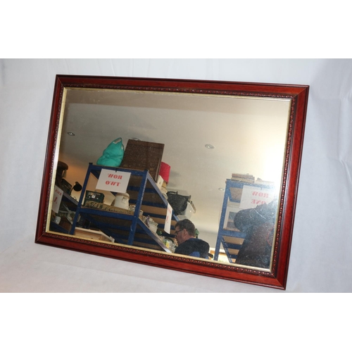 284 - Large Mirror With Mahogany Effect Wood Frame 102cm x 70 cm