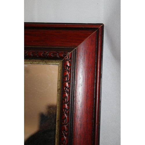 284 - Large Mirror With Mahogany Effect Wood Frame 102cm x 70 cm