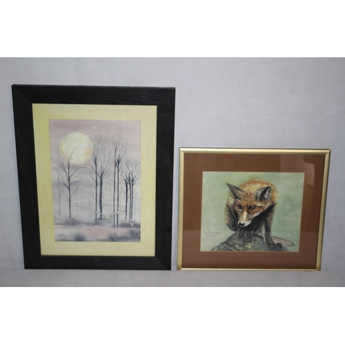 292 - 2 Framed And Glassed Watercolour Paintings One Titled The Night Hunter by Kay Curtis The Other Of A ... 