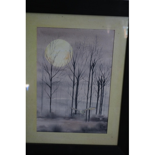 292 - 2 Framed And Glassed Watercolour Paintings One Titled The Night Hunter by Kay Curtis The Other Of A ... 