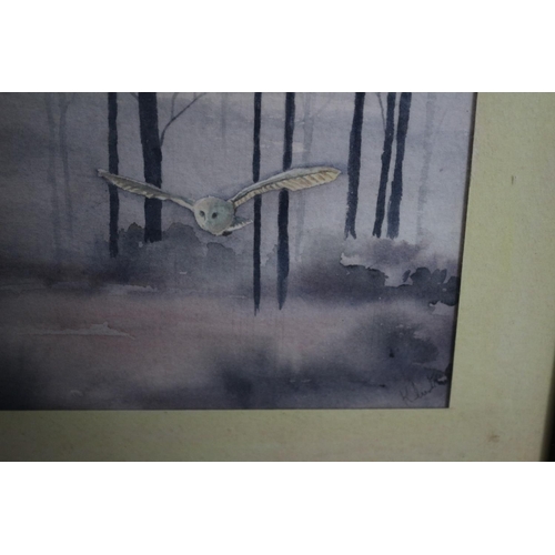 292 - 2 Framed And Glassed Watercolour Paintings One Titled The Night Hunter by Kay Curtis The Other Of A ... 