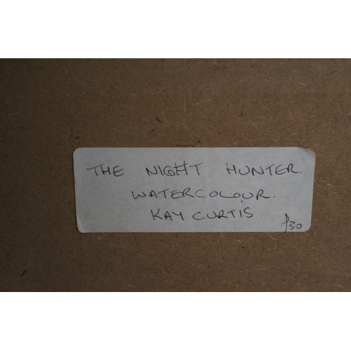 292 - 2 Framed And Glassed Watercolour Paintings One Titled The Night Hunter by Kay Curtis The Other Of A ... 