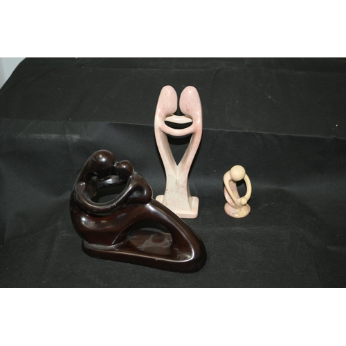 345 - 3 Soapstone Carvings