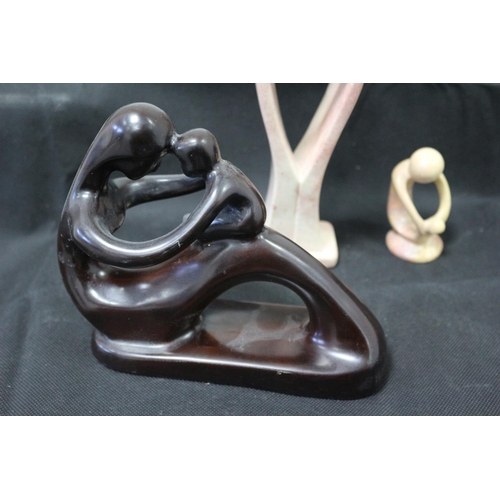 345 - 3 Soapstone Carvings