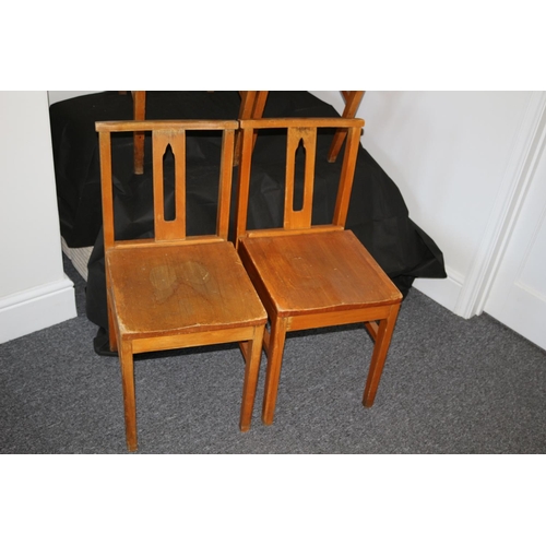 351 - 4 Charming Vintage Church Wooden Chairs