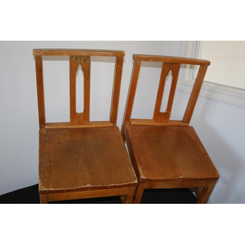 351 - 4 Charming Vintage Church Wooden Chairs