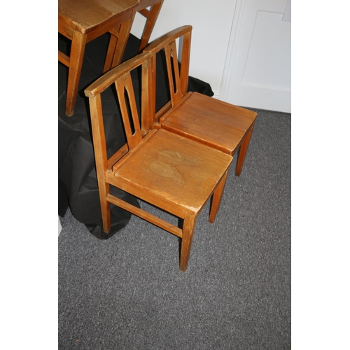 351 - 4 Charming Vintage Church Wooden Chairs