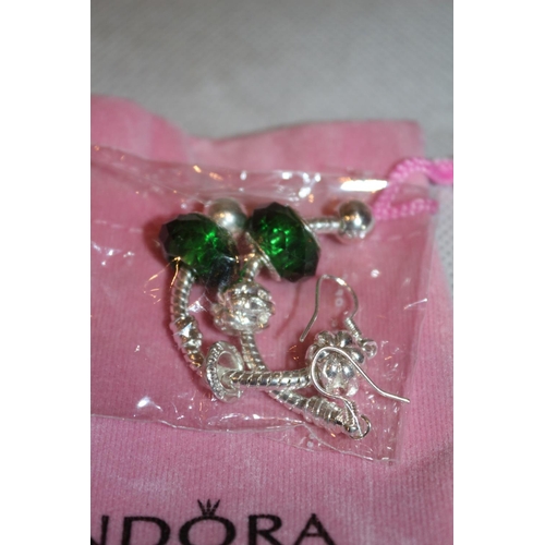 360 - Pair of Green Beaded Earrings in the Style of