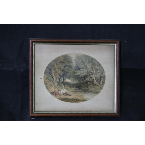 397 - A framed and Glazed Print which has been Painted Titled The Young Angler no: 84