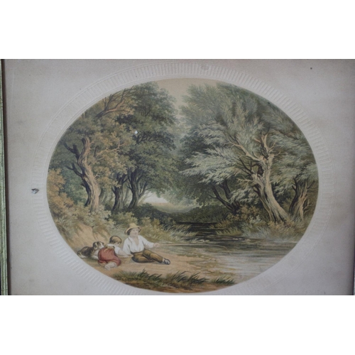 397 - A framed and Glazed Print which has been Painted Titled The Young Angler no: 84