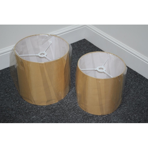 426 - 2 x New gold light shades of Different Sizes. The Largest Diameter 36cm x 35 cm High . The Smaller D... 